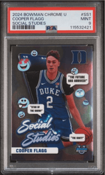Graded 2024 Topps Bowman Chrome U Cooper Flagg #SS1 Social Studies Rookie RC Basketball Card PSA 9 Mint