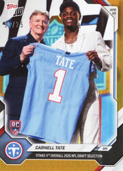 2026 Topps Now Carnell Tate #CTAT Orange Foil /25 Titans 4th Overall 2026 NFL Draft Selection Tennessee Titans Rookie RC Football Card