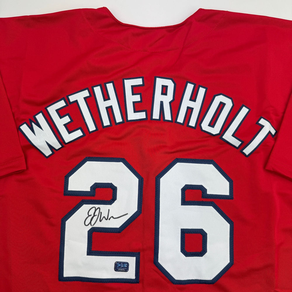 Autographed/Signed J.J. JJ Wetherholt St. Louis Red Baseball Jersey LCG Prova COA