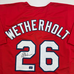 Autographed/Signed J.J. JJ Wetherholt St. Louis Red Baseball Jersey LCG Prova COA