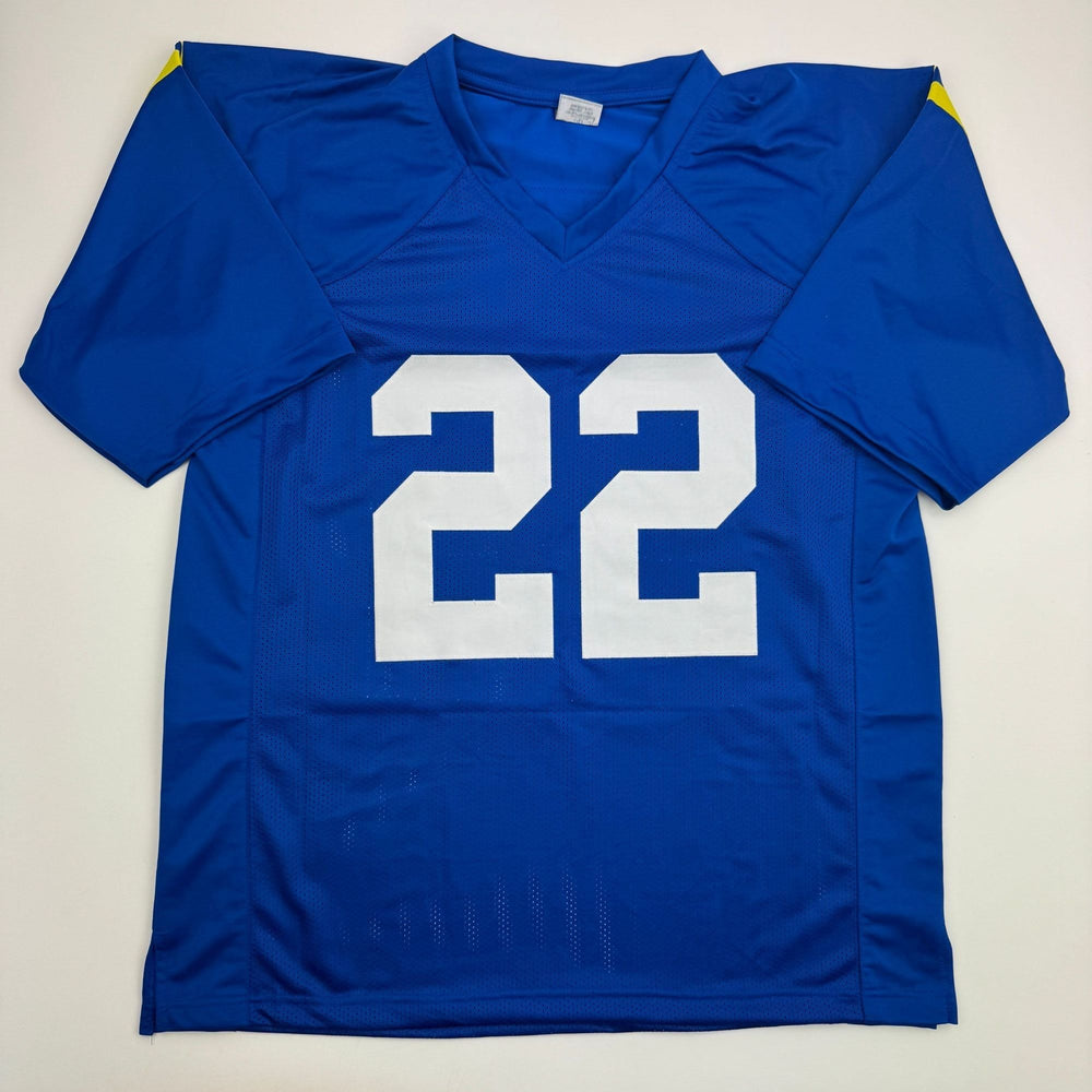 Autographed/Signed Trent McDuffie Los Angeles LA Blue Football Jersey Beckett BAS COA