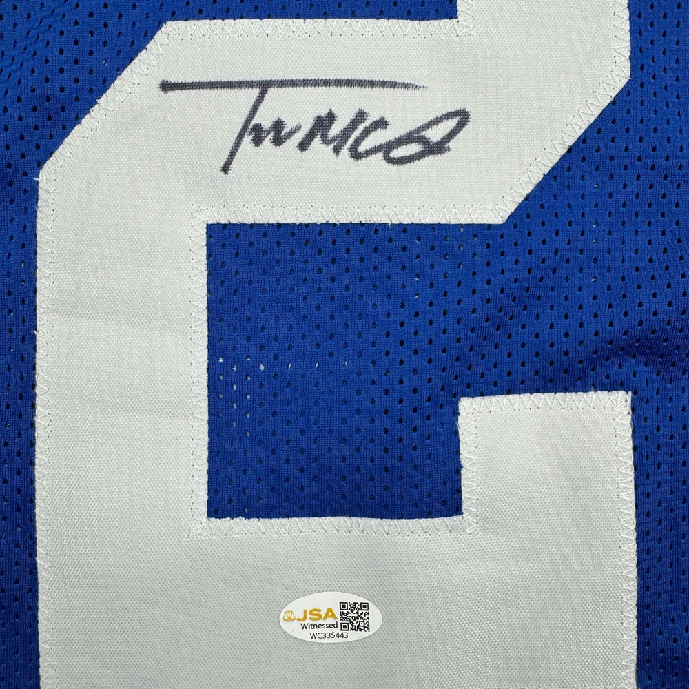 Autographed/Signed Trent McDuffie Los Angeles LA Blue Football Jersey Beckett BAS COA