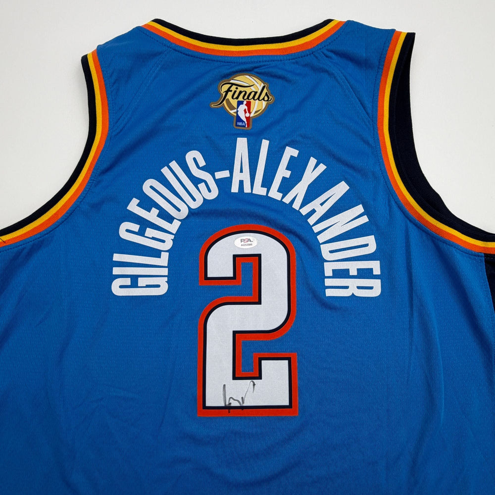 Autographed/Signed Shai Gilgeous-Alexander SGA NBA Finals Oklahoma City OKC Thunder Blue Authentic Basketball Jersey PSA/DNA COA