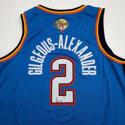 Autographed/Signed Shai Gilgeous-Alexander SGA NBA Finals Oklahoma City OKC Thunder Blue Authentic Basketball Jersey PSA/DNA COA