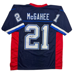 Autographed/Signed Willis Mcgahee Buffalo Blue Football Jersey JSA COA