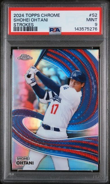 Graded 2024 Topps Chrome Shohei Ohtani #S2 Strokes Baseball Card PSA 9 Mint