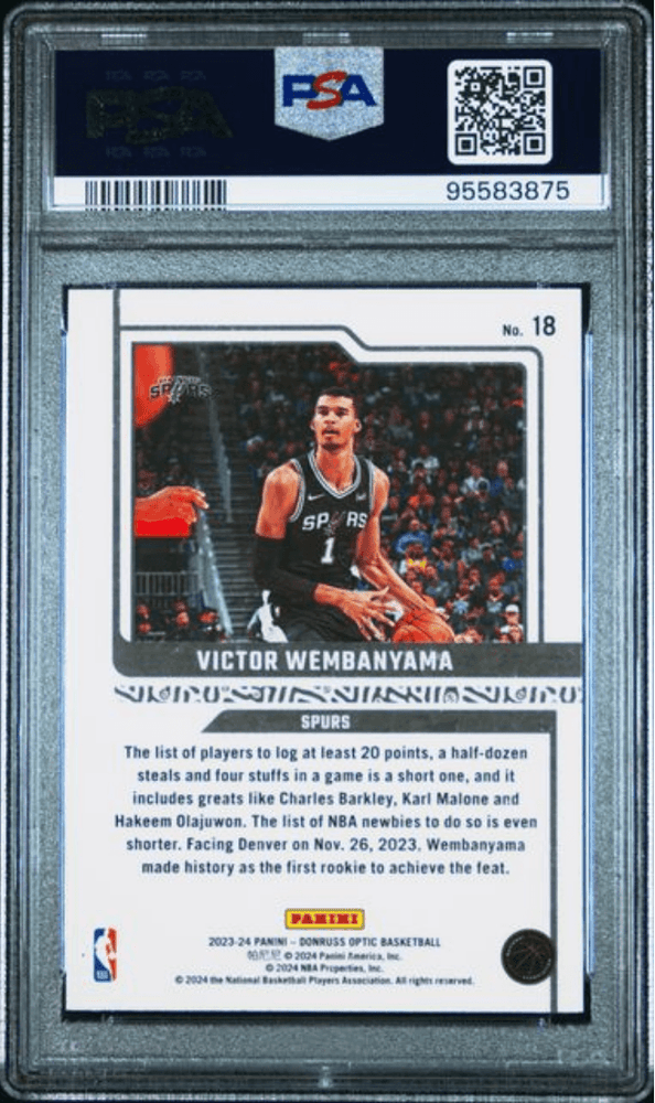 Graded 2023 Panini Donruss Optic Victor Wembanyama #18 Elite Dominators Rookie RC Basketball Card PSA 10 Gem Mint