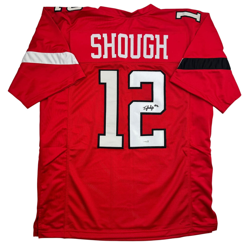 Autographed/Signed Tyler Shough Texas Tech Red College Football Jersey JSA COA