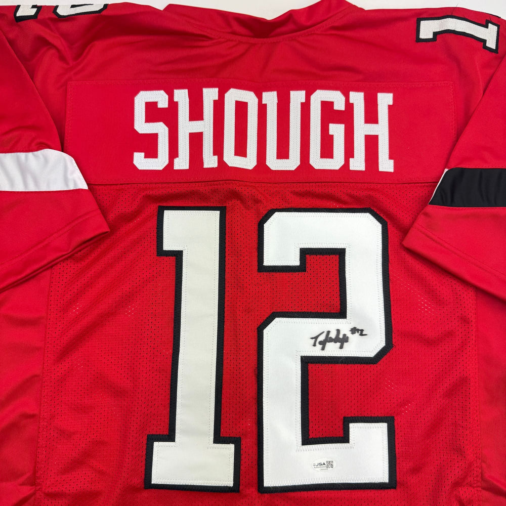 Autographed/Signed Tyler Shough Texas Tech Red College Football Jersey JSA COA
