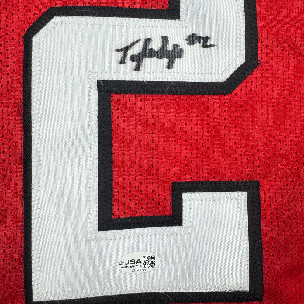 Autographed/Signed Tyler Shough Texas Tech Red College Football Jersey JSA COA