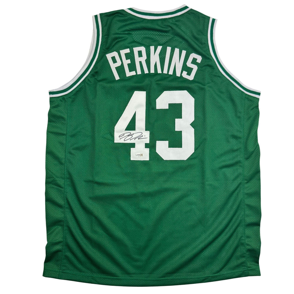 Autographed/Signed Kendrick Perkins Boston Green Basketball Jersey JSA COA