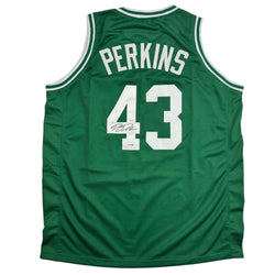 Autographed/Signed Kendrick Perkins Boston Green Basketball Jersey JSA COA