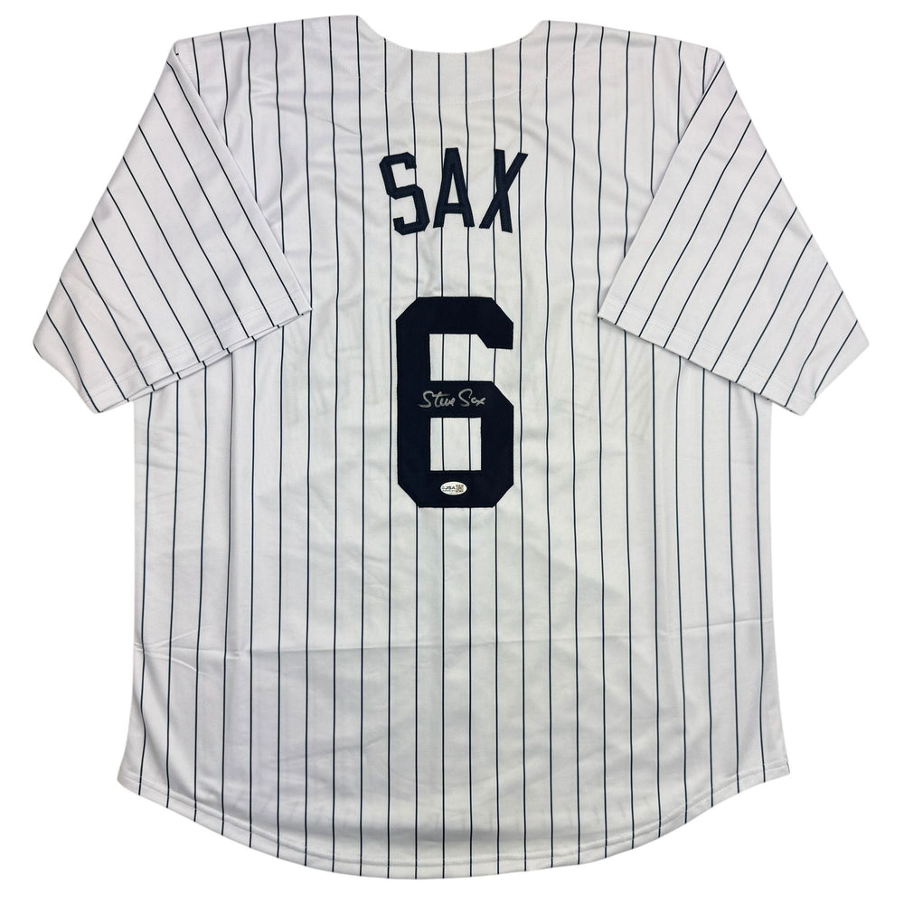 Autographed/Signed Steve Sax New York Pinstripe Baseball Jersey JSA COA