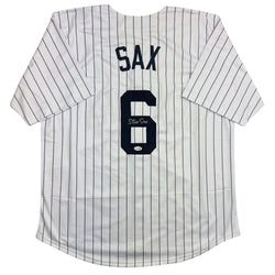 Autographed/Signed Steve Sax New York Pinstripe Baseball Jersey JSA COA