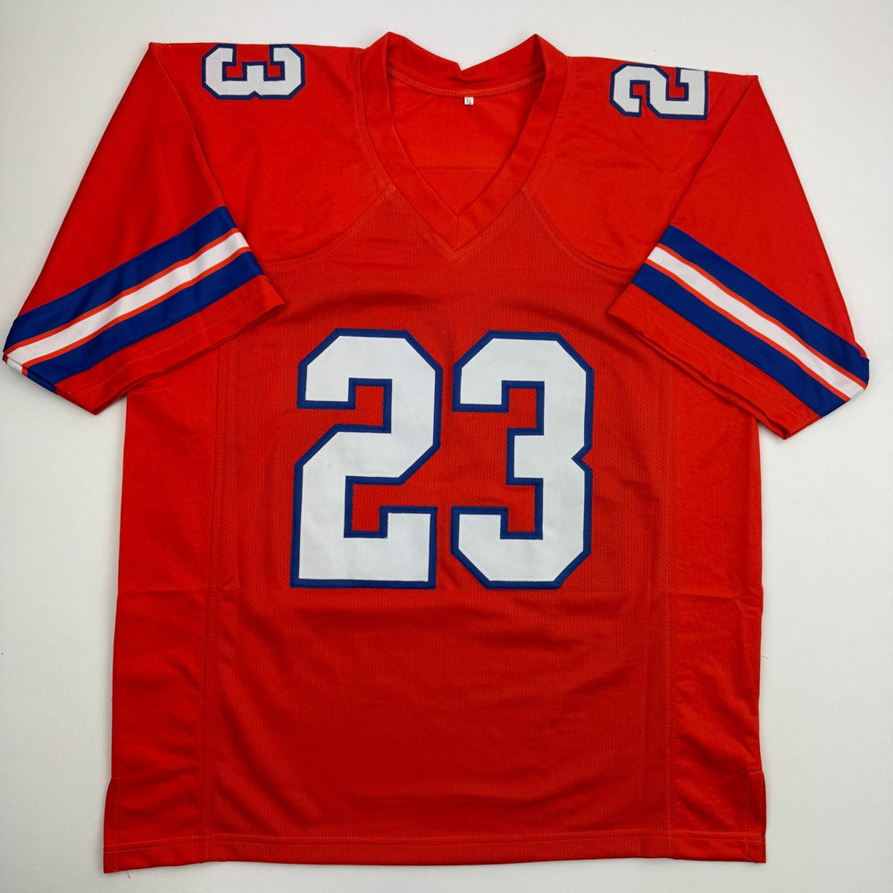 Autographed/Signed Willis McGahee Denver Retro Orange Football Jersey JSA COA