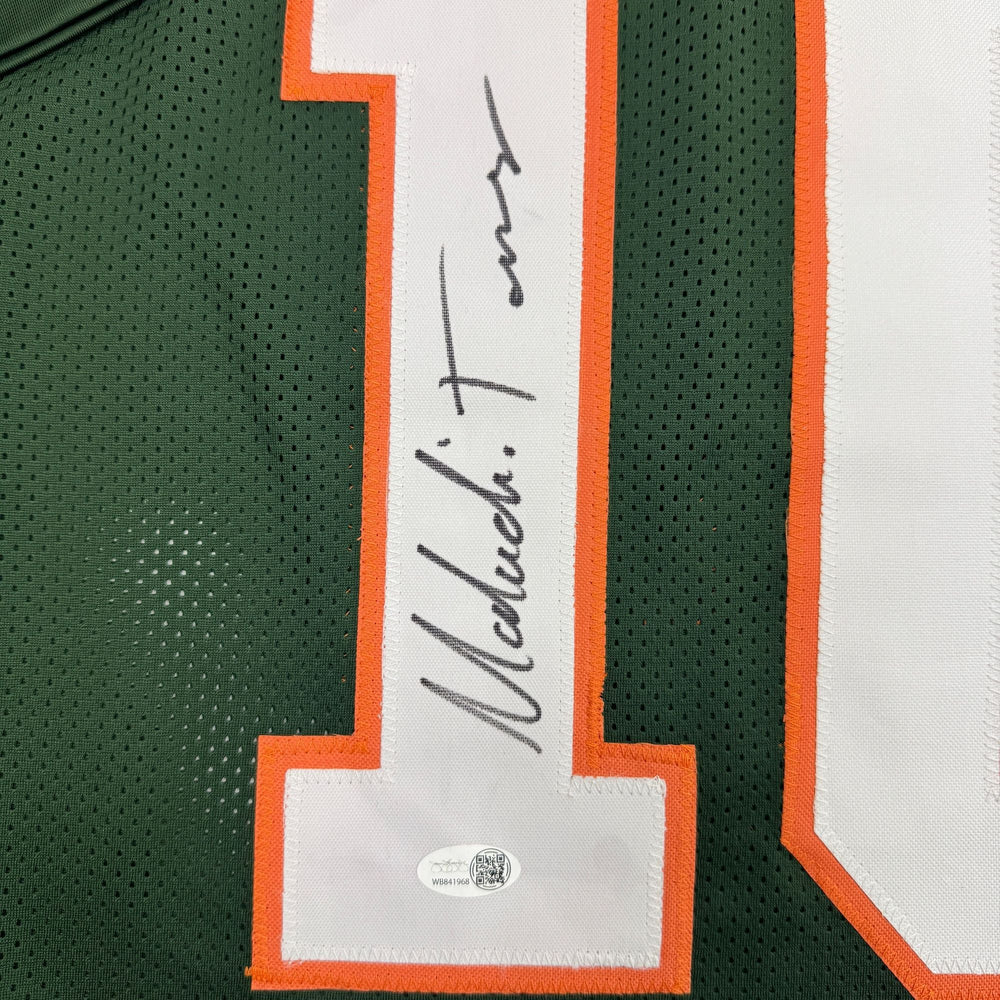 Autographed/Signed Malachi Toney Miami Green College Football Jersey JSA COA