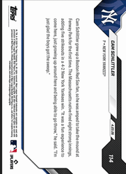 2026 Topps Now Cam Schlittler #114 Orange Foil /25 Mass. Native Fires 8IP in Sweep Over Red Sox New York Yankees Rookie RC Baseball Card