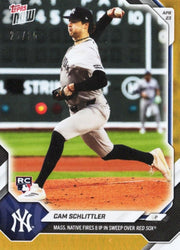 2026 Topps Now Cam Schlittler #114 Orange Foil /25 Mass. Native Fires 8IP in Sweep Over Red Sox New York Yankees Rookie RC Baseball Card