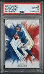 Graded 2025 Panini Phoenix Jaxson Dart #14 Color Blast Rookie RC Football Card PSA 10 Gem Mint