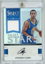 2012 Panini Select Stephen Steph Curry #19 /49 Select Stars Player Worn Relic Black Ink Auto Basketball Card