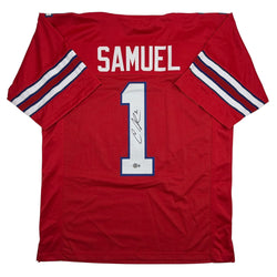 Autographed/Signed Curtis Samuel Buffalo Red Football Jersey Beckett BAS COA
