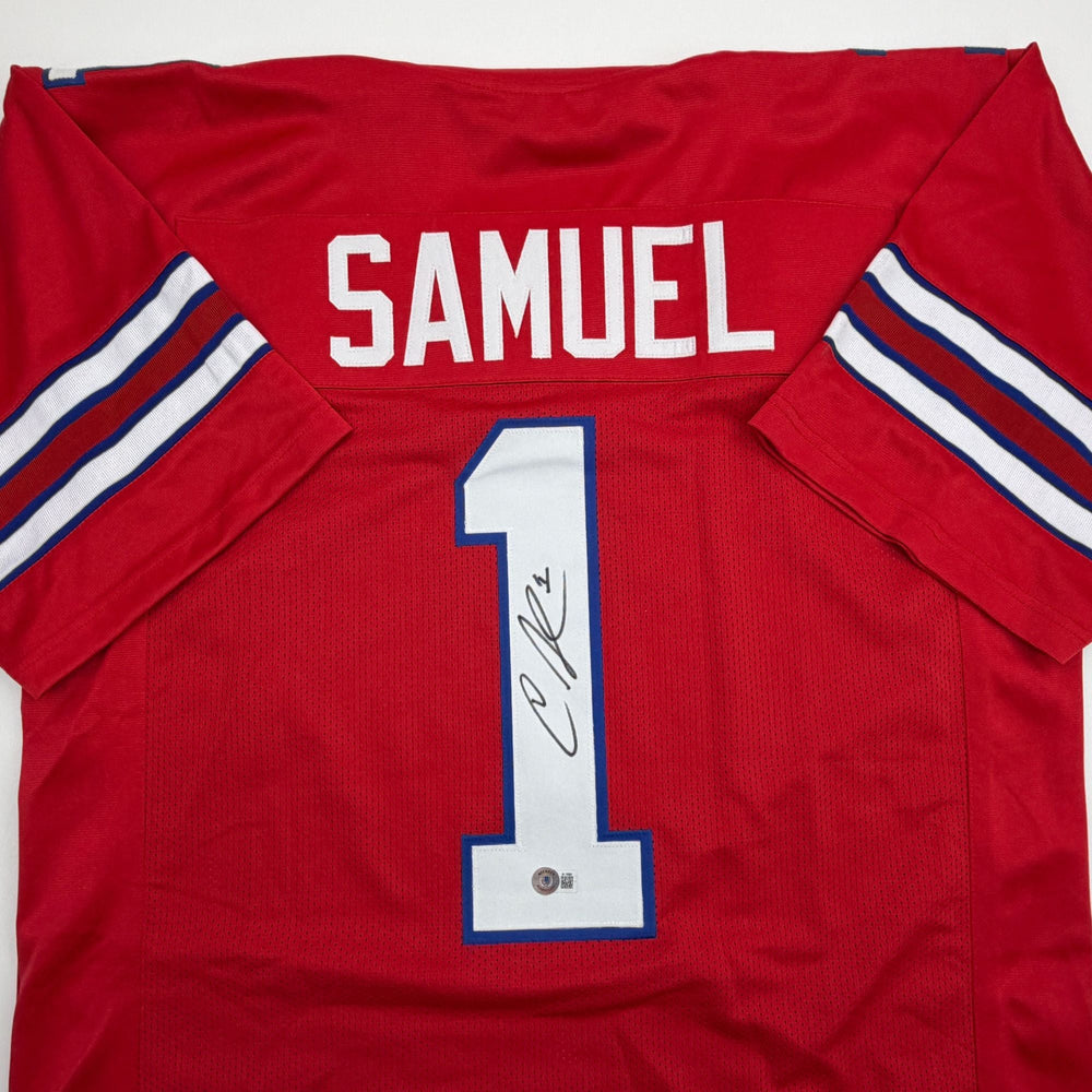 Autographed/Signed Curtis Samuel Buffalo Red Football Jersey Beckett BAS COA