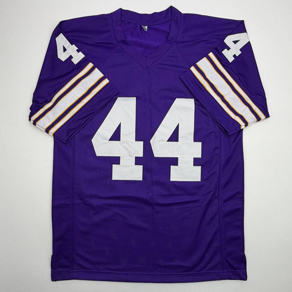 Autographed/Signed Chuck Foreman Minnesota Purple Football Jersey JSA COA