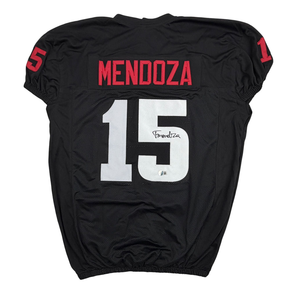 Autographed/Signed Fernando Mendoza Indiana Black College Football Jersey Beckett BAS COA