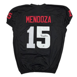 Autographed/Signed Fernando Mendoza Indiana Black College Football Jersey Beckett BAS COA