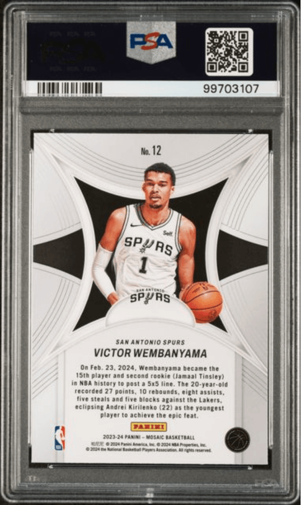 Graded 2023 Panini Mosaic Victor Wembanyama #12 Epic Performers Rookie RC Basketball Card PSA 10 Gem Mint