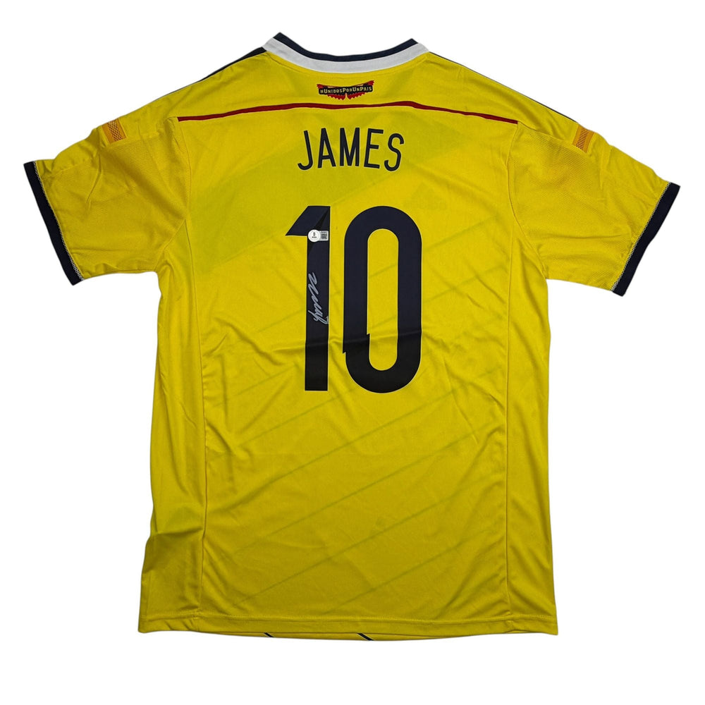 Autographed/Signed James Rodriguez Columbia Yellow Soccer Futbol Jersey Beckett BAS COA