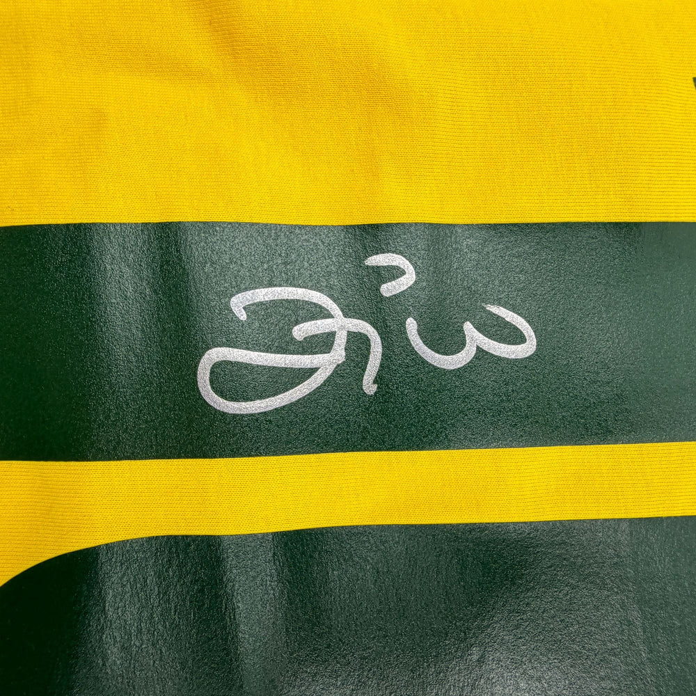 Autographed/Signed Zico Brazil Yellow Soccer Futbol Jersey Beckett BAS COA