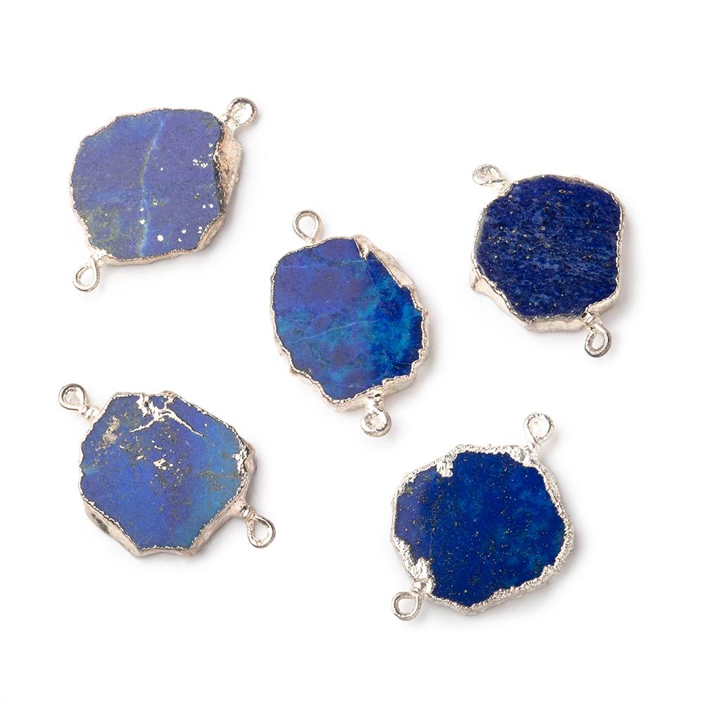 11-14mm Silver Leafed Lapis Lazuli Slice Connectors Set of 5 (ONLINE ORDER ONLY)