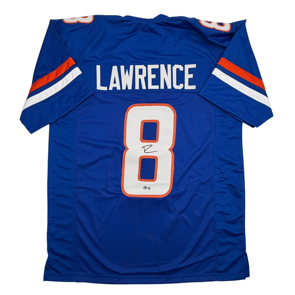 Autographed/Signed DeMarcus Lawrence Boise State Blue College Football Jersey Beckett BAS COA