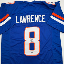 Autographed/Signed DeMarcus Lawrence Boise State Blue College Football Jersey Beckett BAS COA