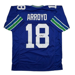 Autographed/Signed Elijah Arroyo Seattle Retro Blue Football Jersey JSA COA