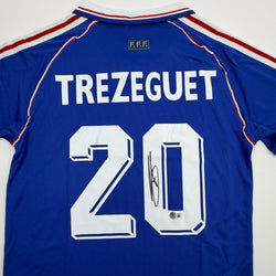 Autographed/Signed David Trezeguet France Blue Soccer Futbol Jersey Beckett BAS COA