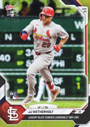 2026 Topps Now JJ Wetherholt #144 Gold Foil /50 Leadoff Blast Cements Cardinals XBH Lore St Louis Cardinals Rookie RC Baseball Card