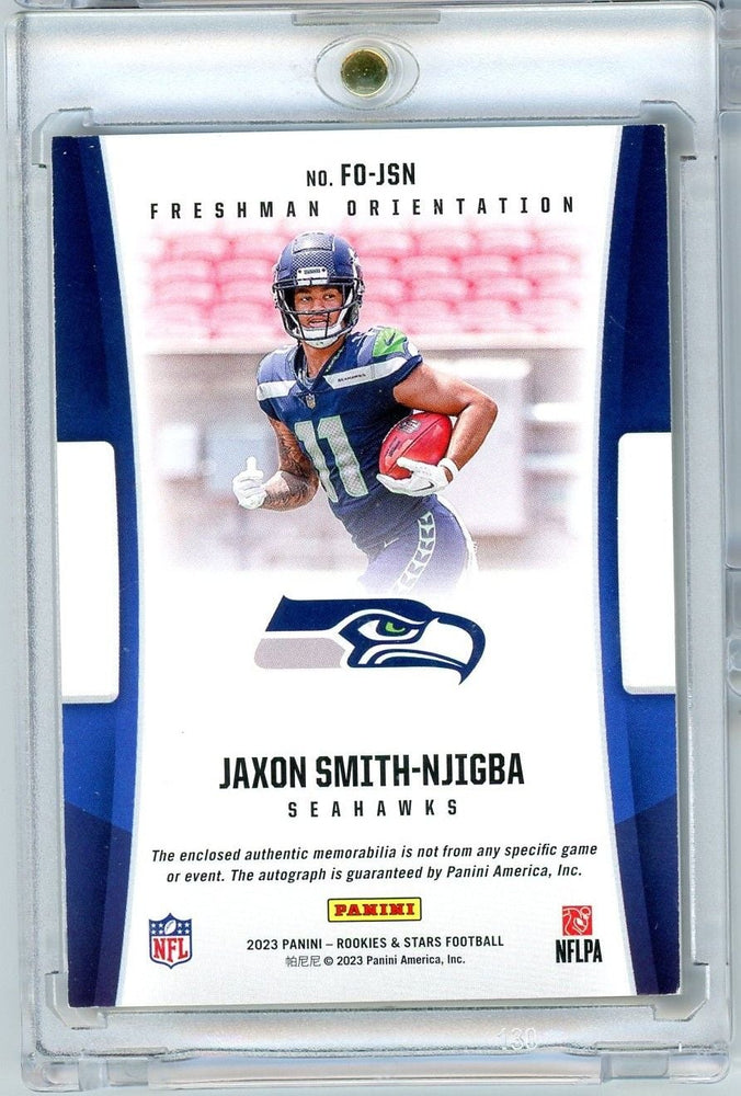 2023 Panini Rookie & Stars Jaxon Smith Njigba #FOJSN /99 Freshman Orientation Rookie Patch Auto RPA Rookie RC Football Card
