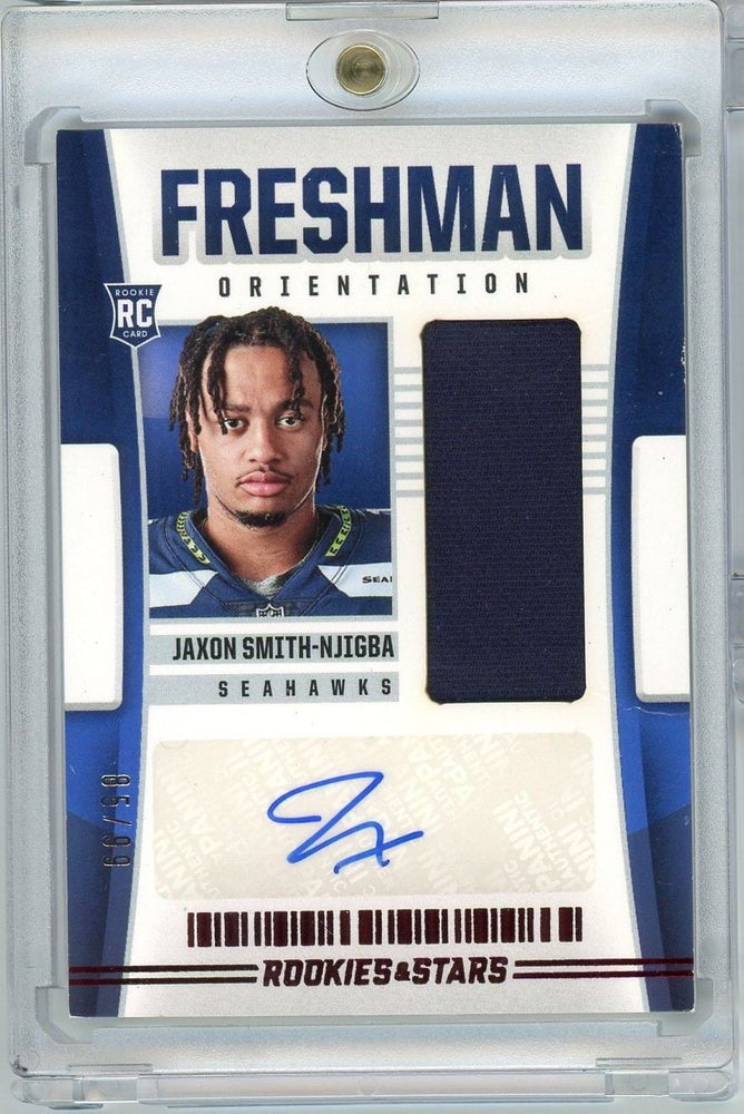 2023 Panini Rookie & Stars Jaxon Smith Njigba #FOJSN /99 Freshman Orientation Rookie Patch Auto RPA Rookie RC Football Card