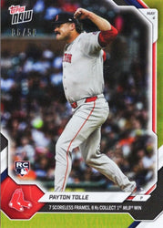 2026 Topps Now Payton Tolle #158 Gold Foil /50 7 Scoreless Frames, 8Ks Collect 1st MLB Win Boston Red Sox Rookie RC Baseball Card