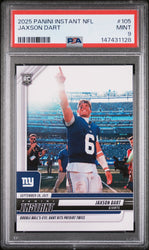 Graded 2025 Panini Instant Jaxson Dart #105 Rookie RC Football Card PSA 9 Mint
