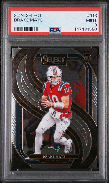 Graded 2024 Panini Select Drake Maye #113 Rookie RC Football Card PSA 9 Mint