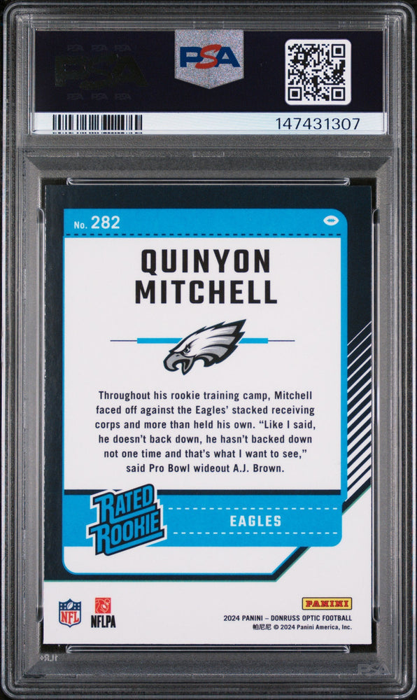 Graded 2024 Panini Donruss Optic Quinyon Mitchell #282 Rookie RC Football Card PSA 9 Mint