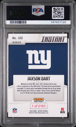 Graded 2025 Panini Instant Jaxson Dart #105 Rookie RC Football Card PSA 9 Mint