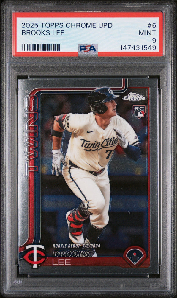 Graded 2025 Topps Chrome Update Brooks Lee #6 Rookie RC Baseball Card PSA 9 Mint