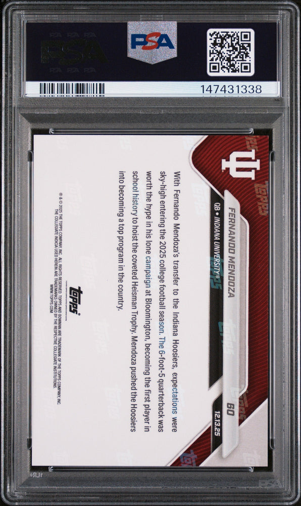 Graded 2025 Topps Bowman U Now Fernando Mendoza #60 Rookie RC Football Card PSA 10 Gem Mint