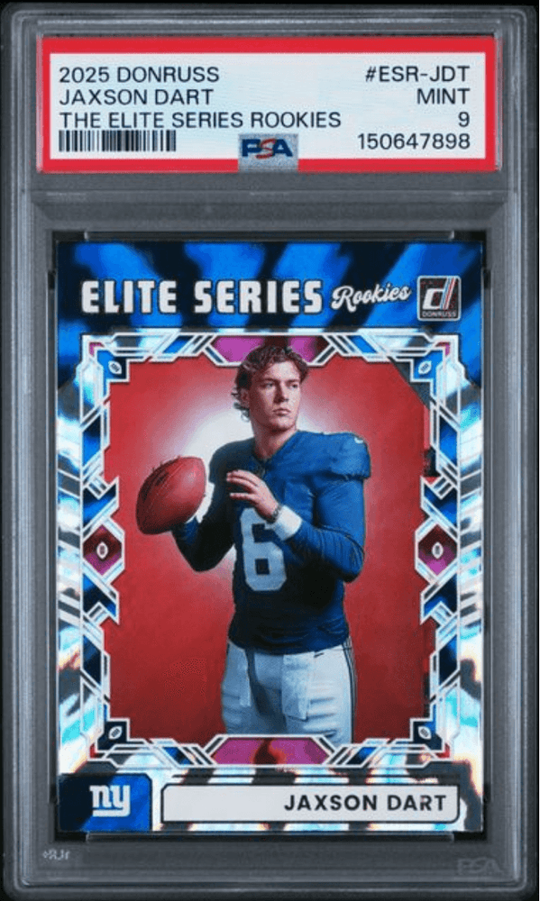 Graded 2025 Panini Donruss Jaxson Dart #ESRJDT The Elite Series Rookies Rookie RC Football Card PSA 9 Mint