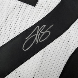 Framed Autographed/Signed Le'Veon LeVeon Bell 35x39 Pittsburgh White Football Jersey Beckett BAS COA