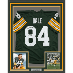 Framed Autographed/Signed Carroll Dale 35x39 Green Bay Green Football Jersey JSA COA